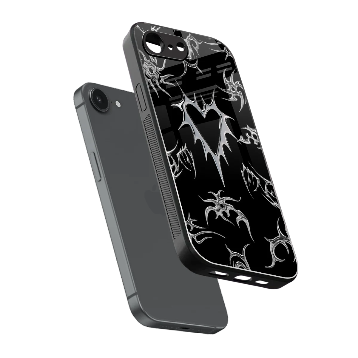 Metallic Love sleek iphone 16e cover with tempered glass back and TPU edges