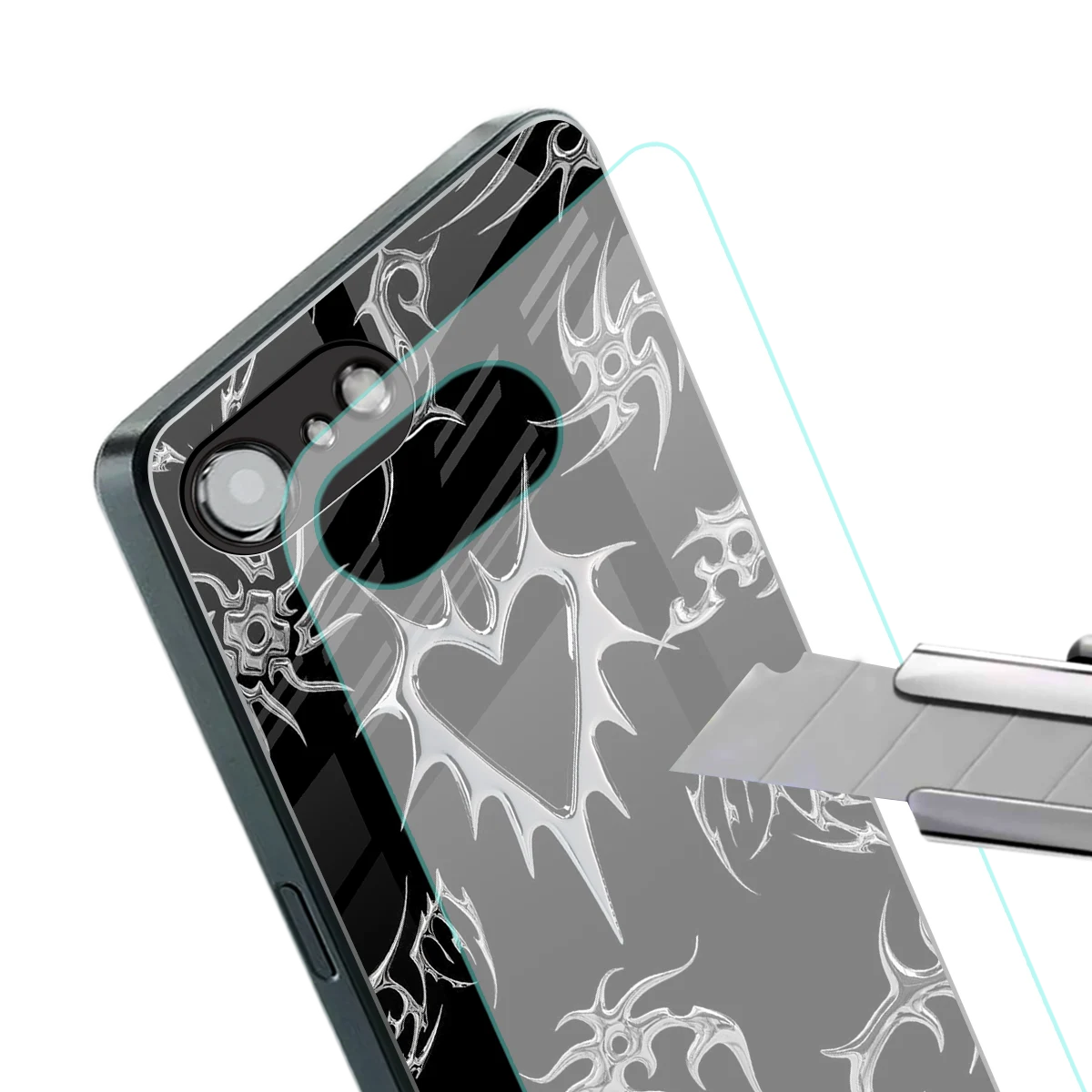 Metallic Love stylish phone case for iphone 16e | glossy glass and slim fit