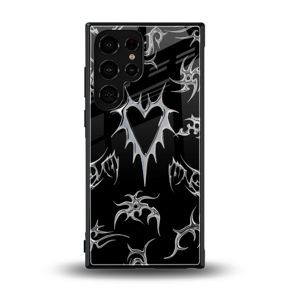 Metallic Love back phone cover | glass case for samsung galaxy s24 ultra