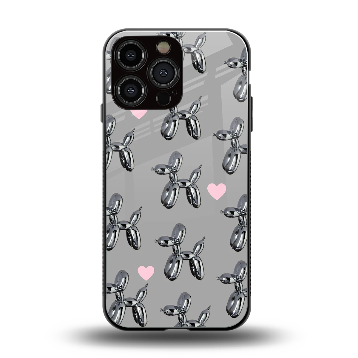 Metallic Pup back phone cover | glass case for iphone 15 pro max