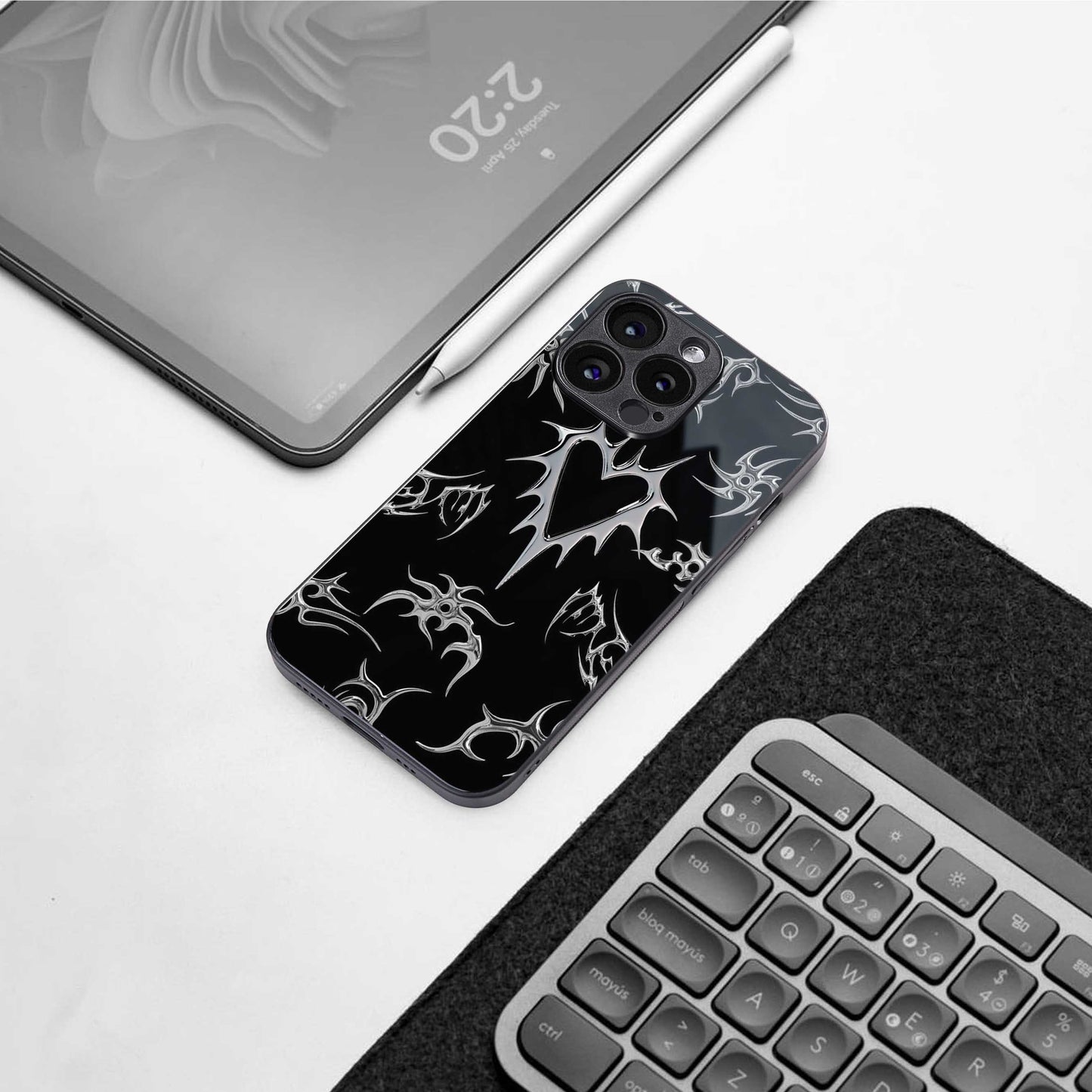 Metallic Love Phone Case for Iphone 16 | Glass Case