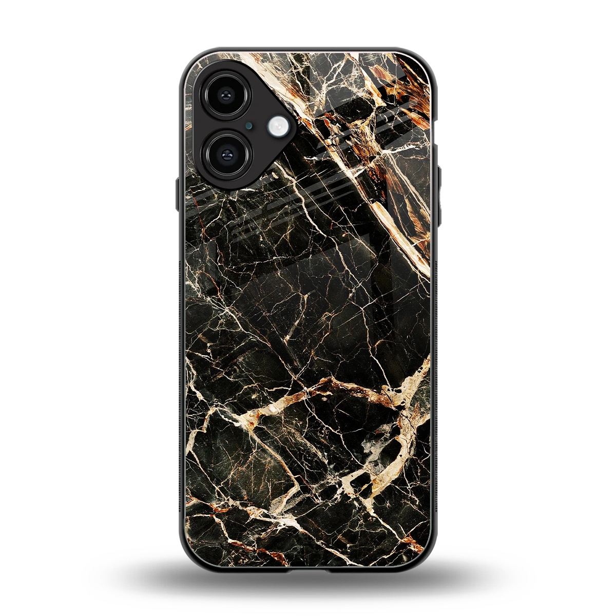 Midnight Gold back phone cover | glass case for iphone 16 plus