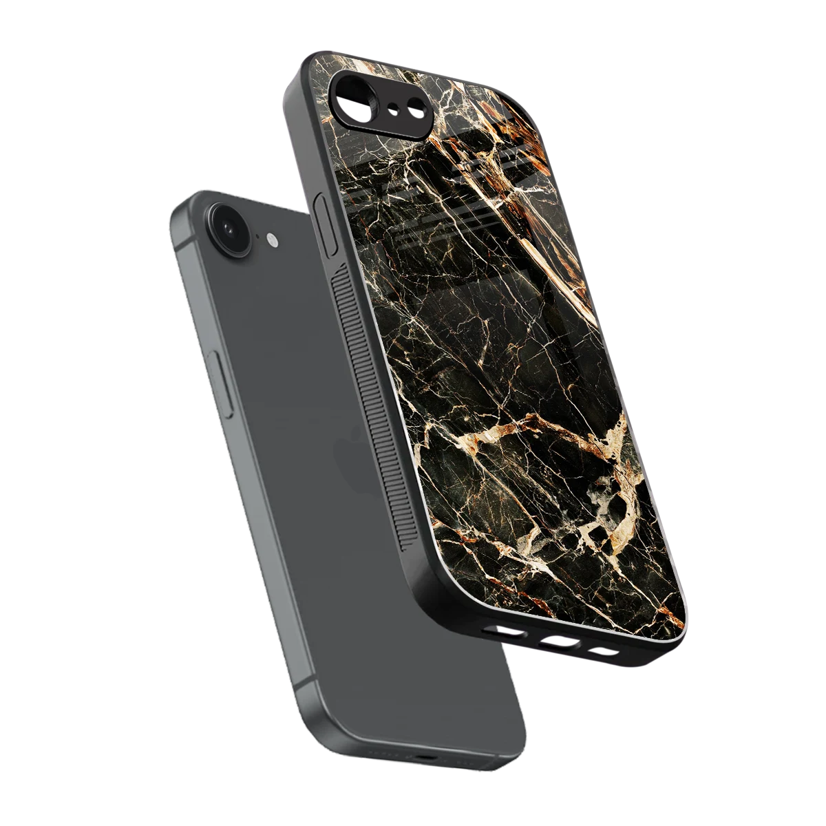 Midnight Gold sleek iphone 16e cover with tempered glass back and TPU edges