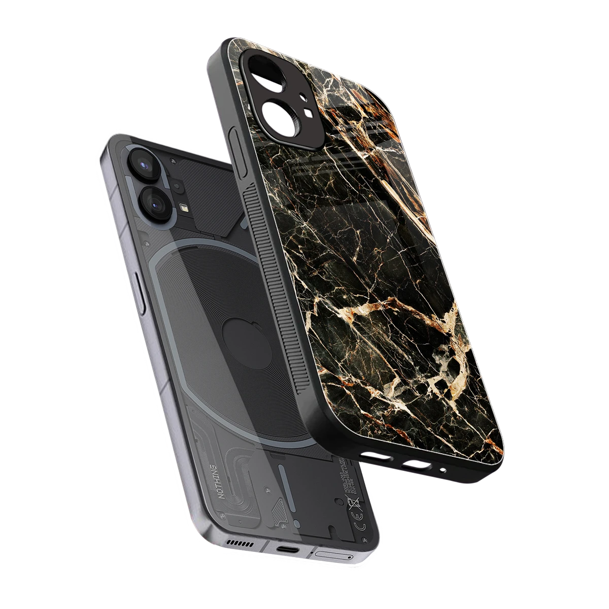 Midnight Gold sleek nothing phone 1 cover with tempered glass back and TPU edges