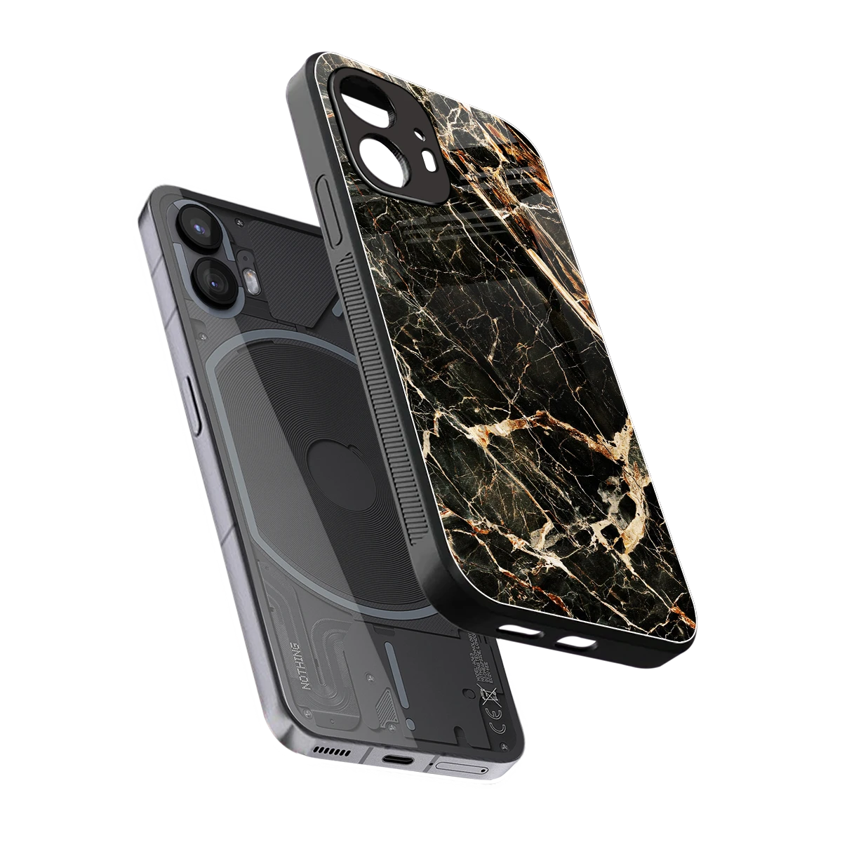 Midnight Gold sleek nothing phone 2 cover with tempered glass back and TPU edges