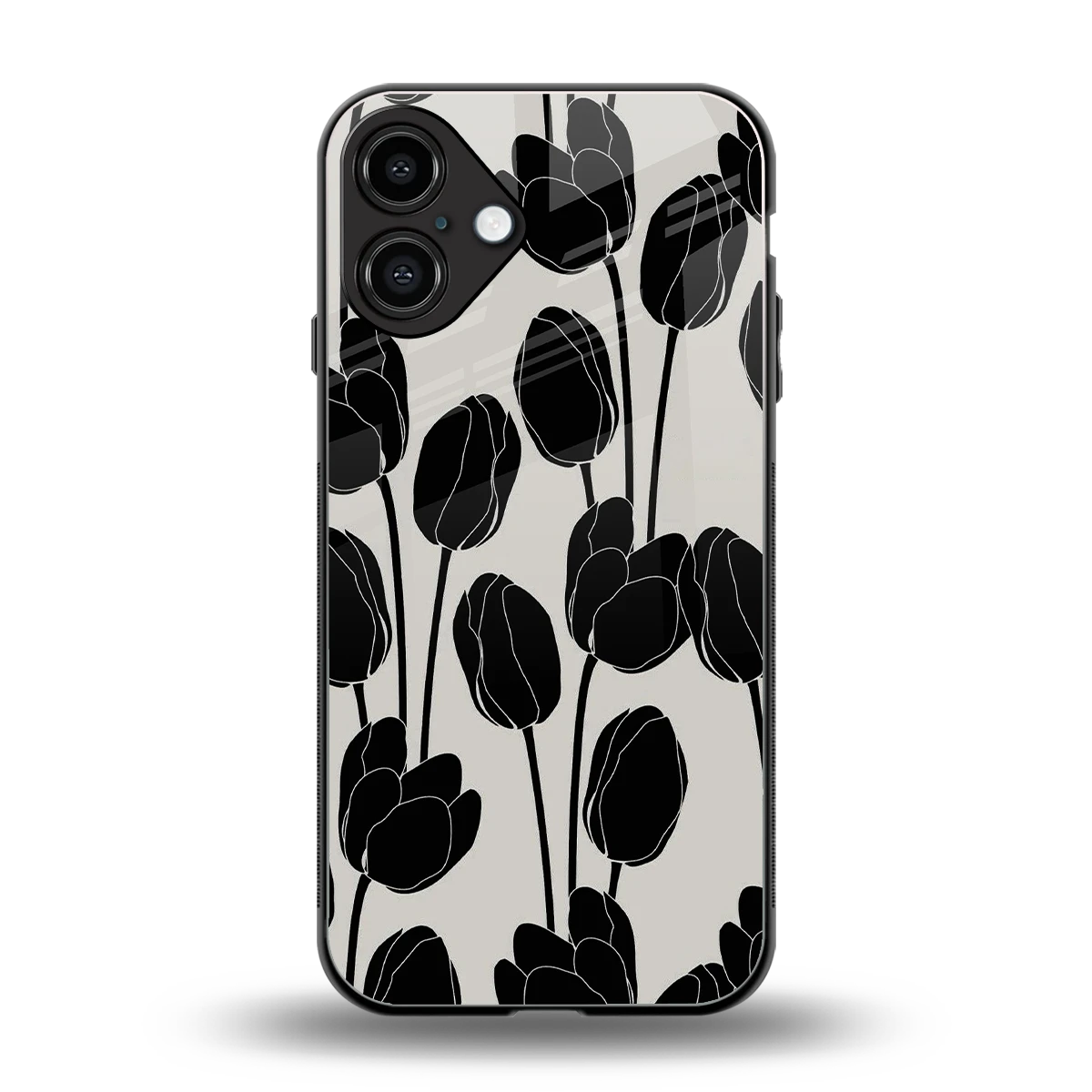 Midnight Rose back phone cover | glass case for iphone 16 plus