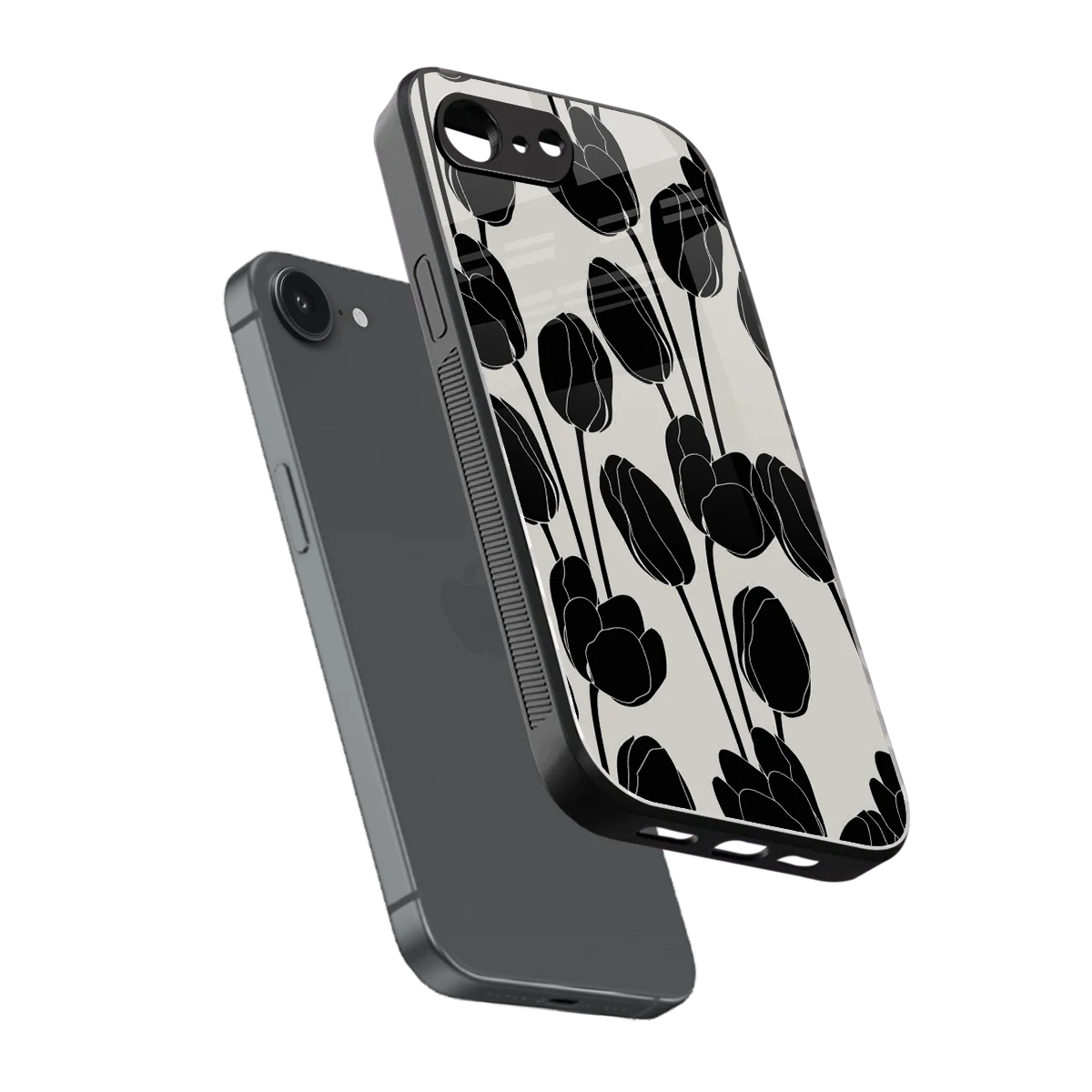Midnight Rose sleek iphone 16e cover with tempered glass back and TPU edges