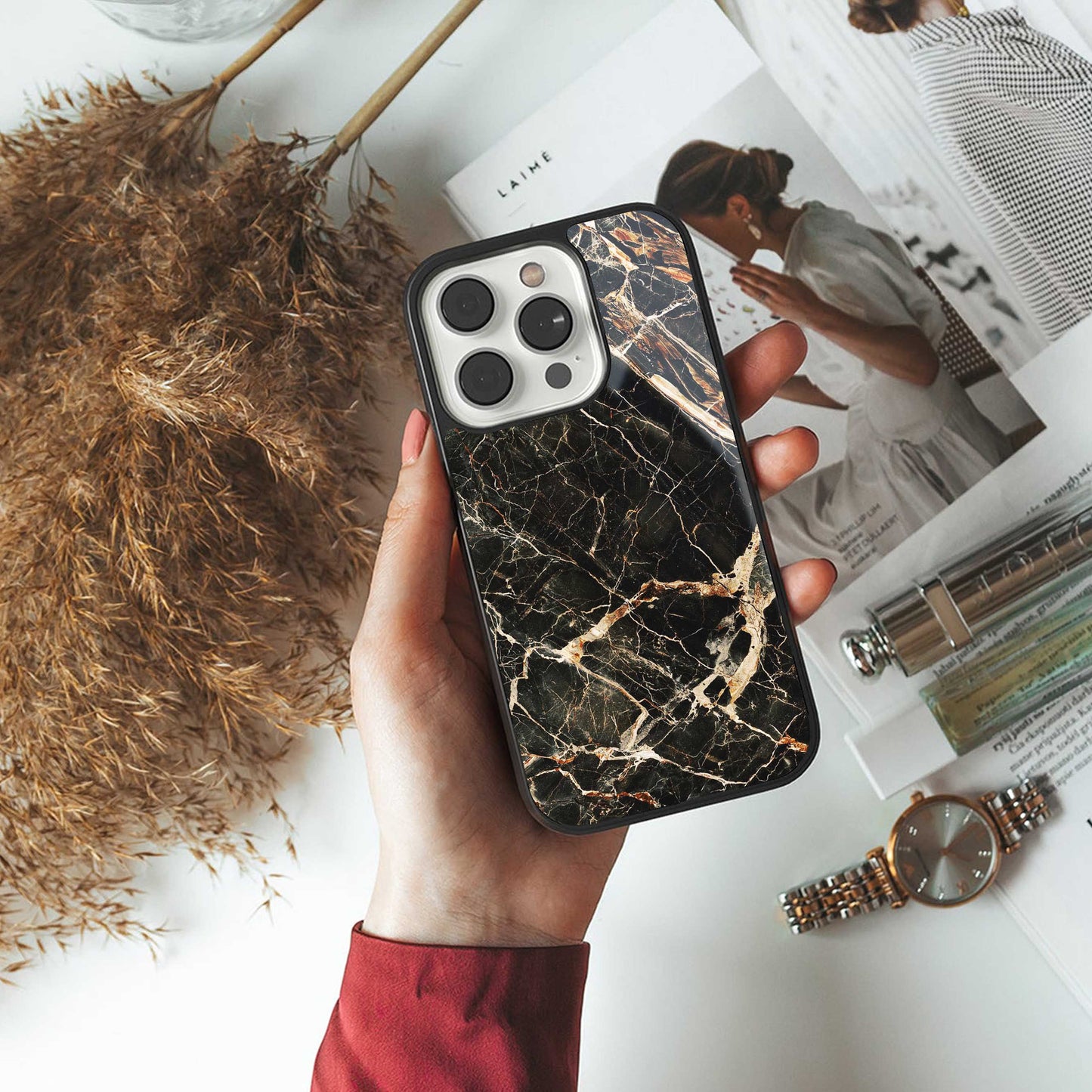 Midnight Gold Phone Case for Iphone 16 | Glass Case