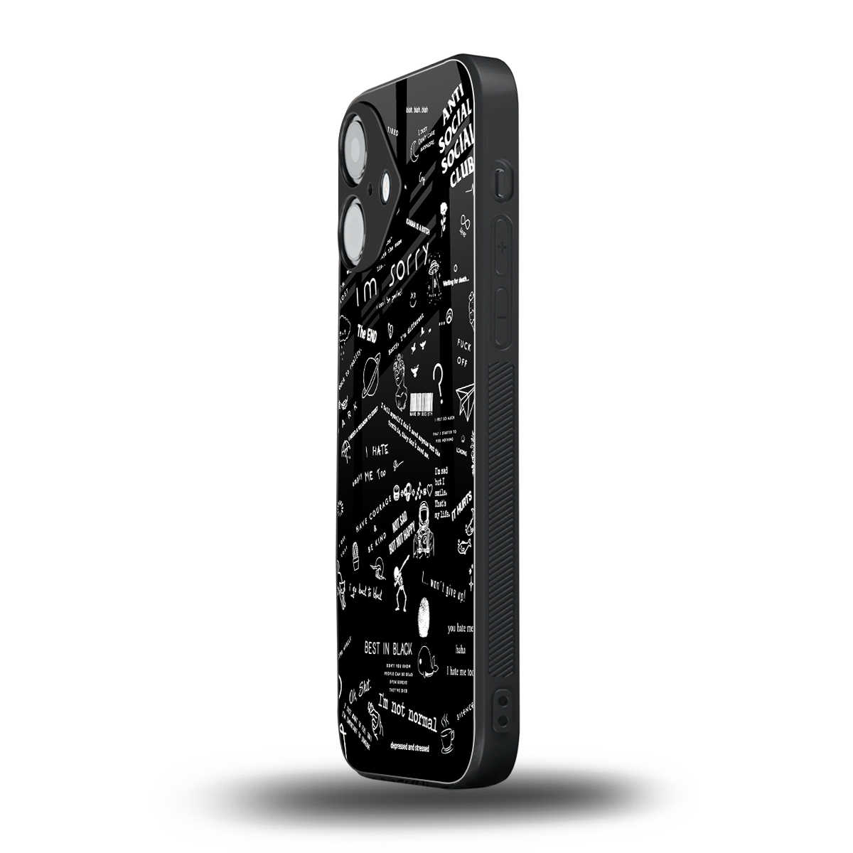 Minimalistic Black Aesthetic Collage Phone Case for Iphone 16 | Glass Case