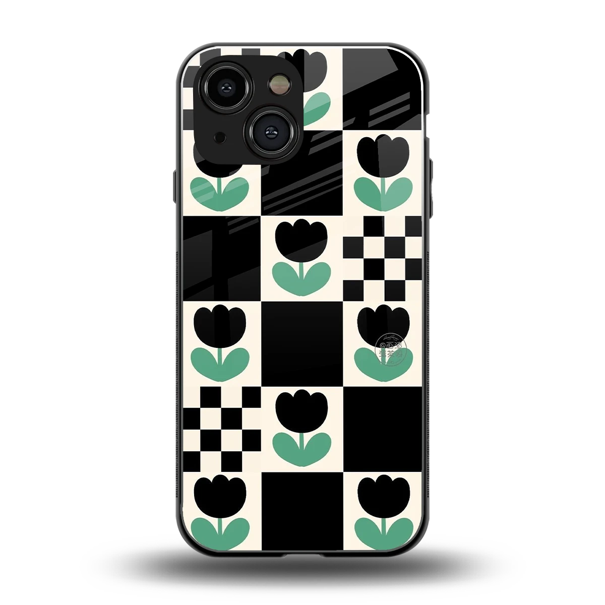 Minimalistic Flower Pattern back phone cover | glass case for iphone 13 mini