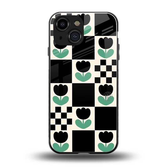 Minimalistic Flower Pattern back phone cover | glass case for iphone 13 mini