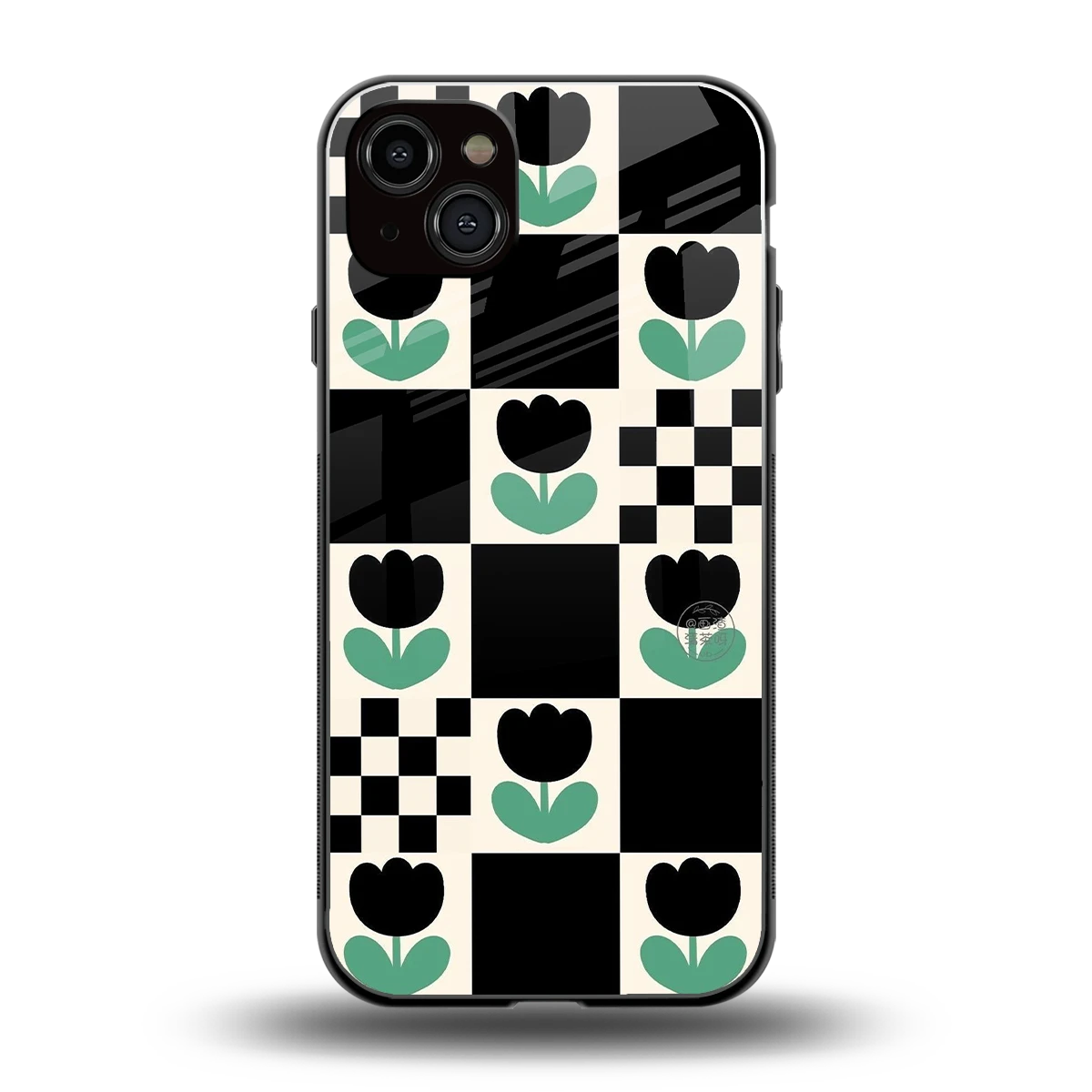 Minimalistic Flower Pattern back phone cover | glass case for iphone 14 plus