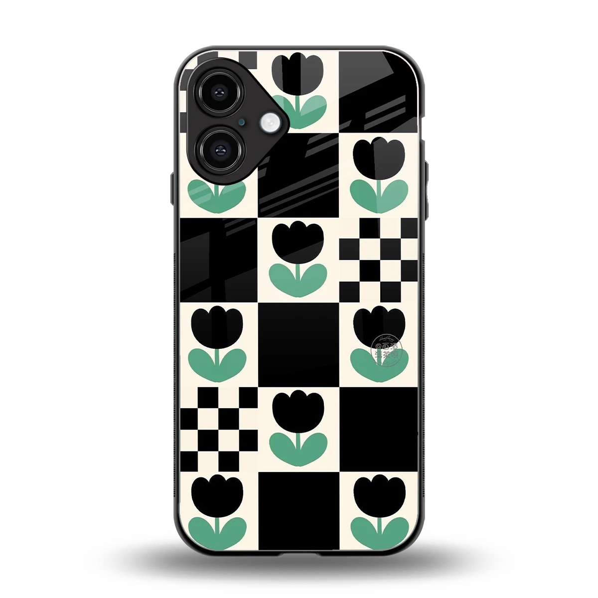 Minimalistic Flower Pattern back phone cover | glass case for iphone 16 plus