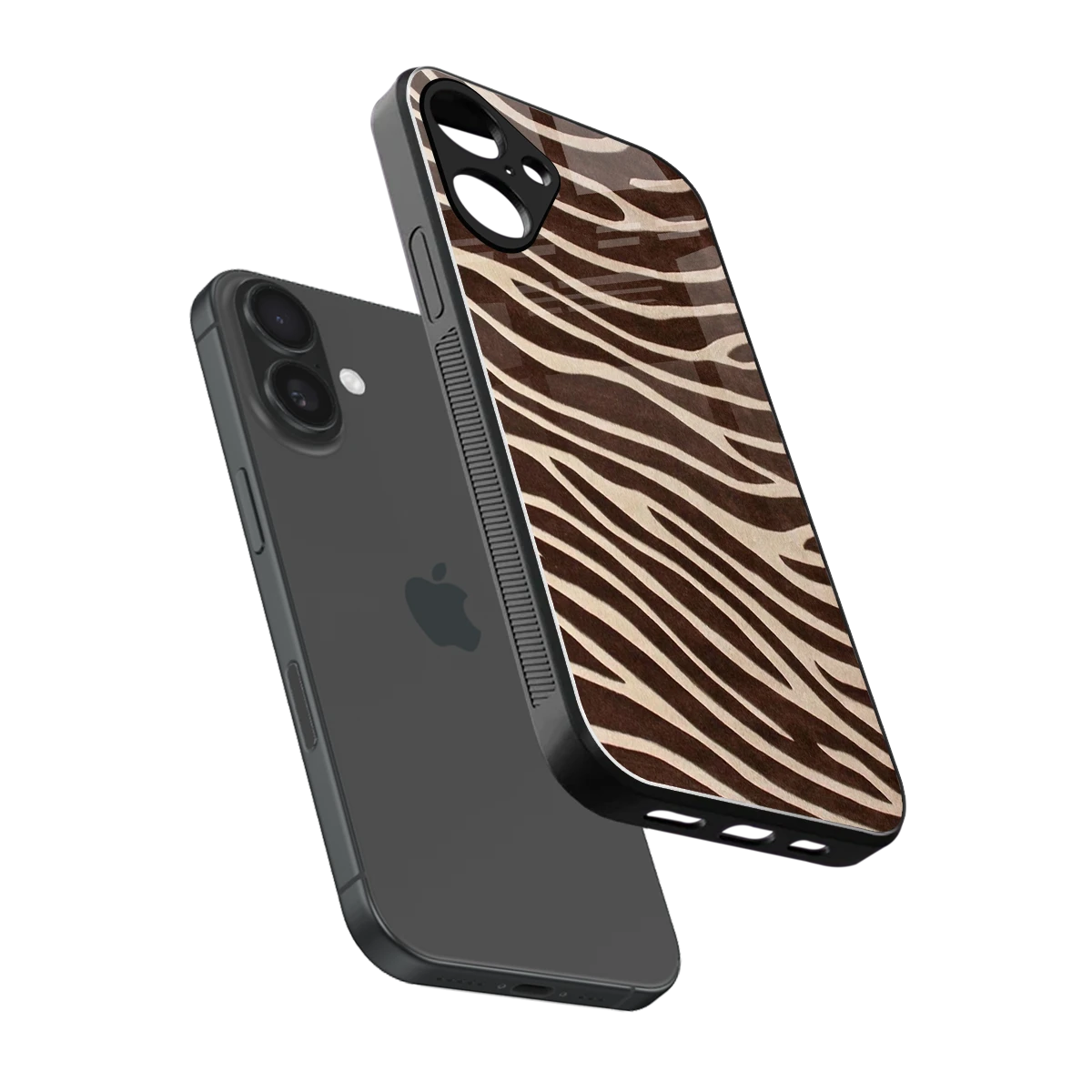 Mocha Swirls sleek iphone 16 plus cover with tempered glass back and TPU edges