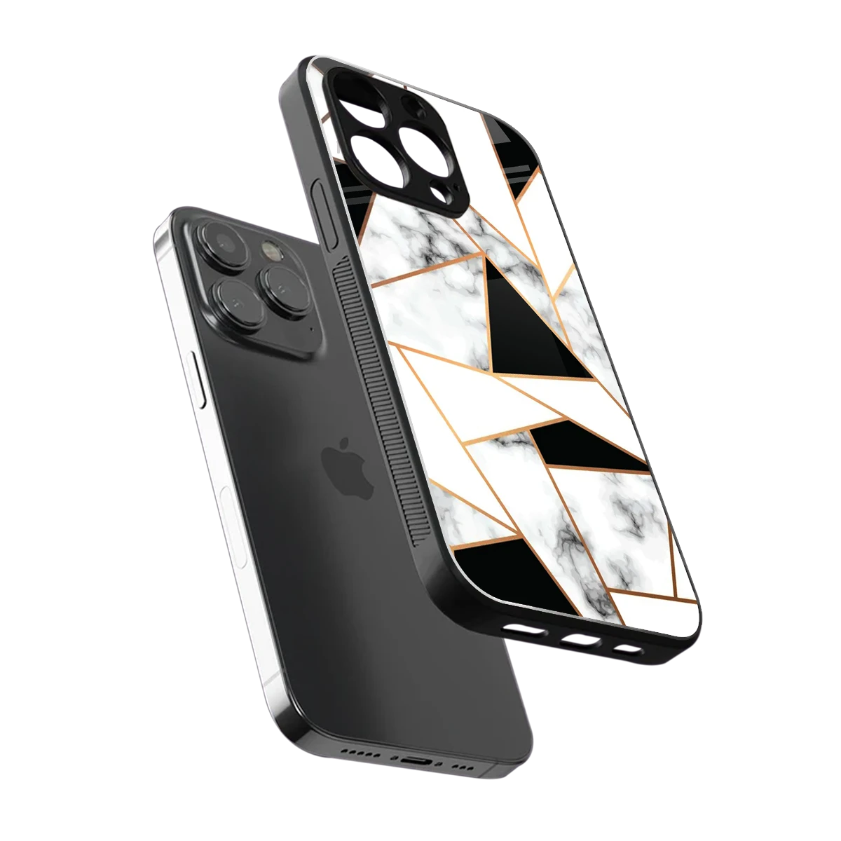 Monochrome Mosaic sleek iphone 15 pro cover with tempered glass back and TPU edges
