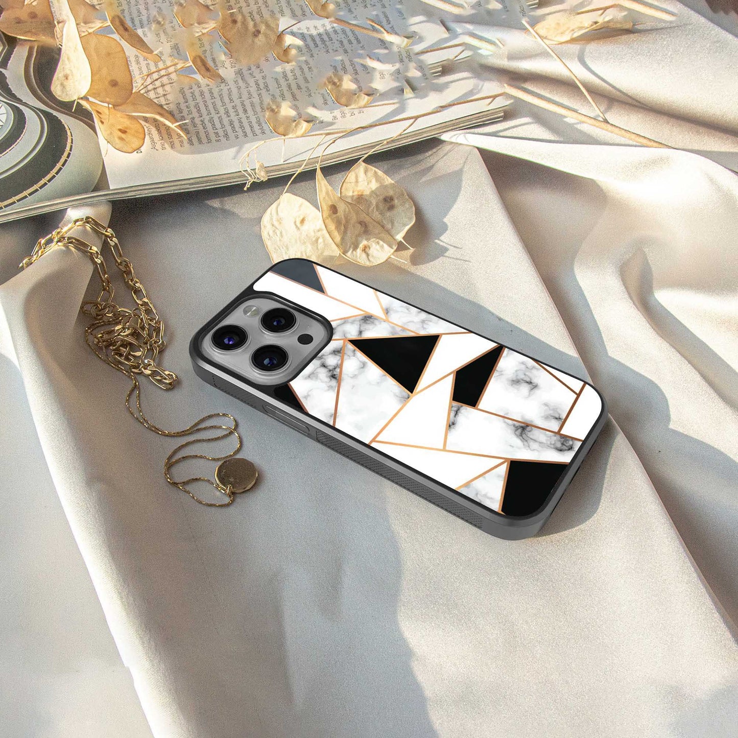 Monochrome Mosaic Phone Case for Iphone 16 | Glass Case