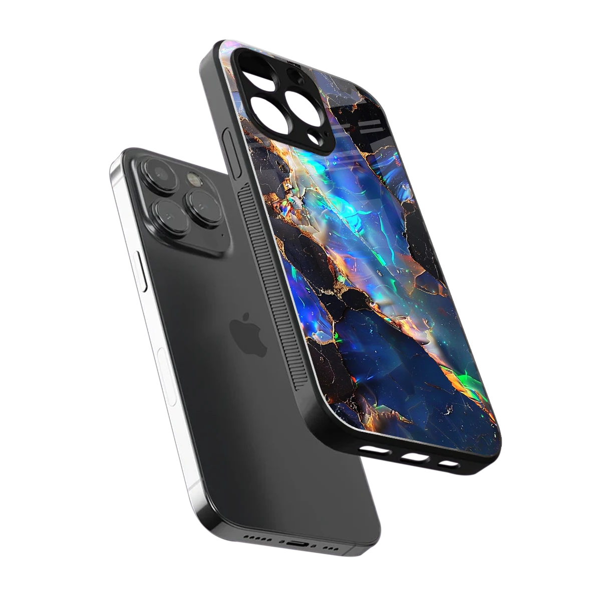 Mystic Marble sleek iphone 14 pro max cover with tempered glass back and TPU edges