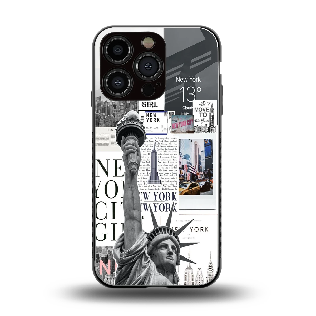 NY Dream back phone cover | glass case for iphone 16 pro
