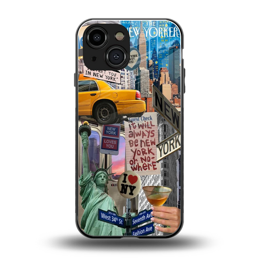 NY Forever back phone cover | glass case for iphone 13 mini