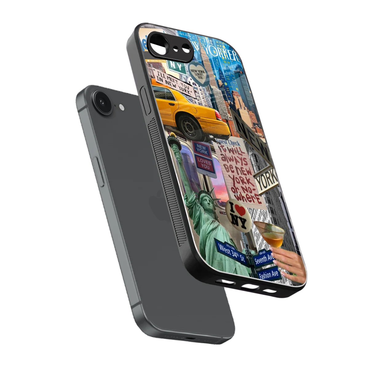 NY Forever sleek iphone 16e cover with tempered glass back and TPU edges