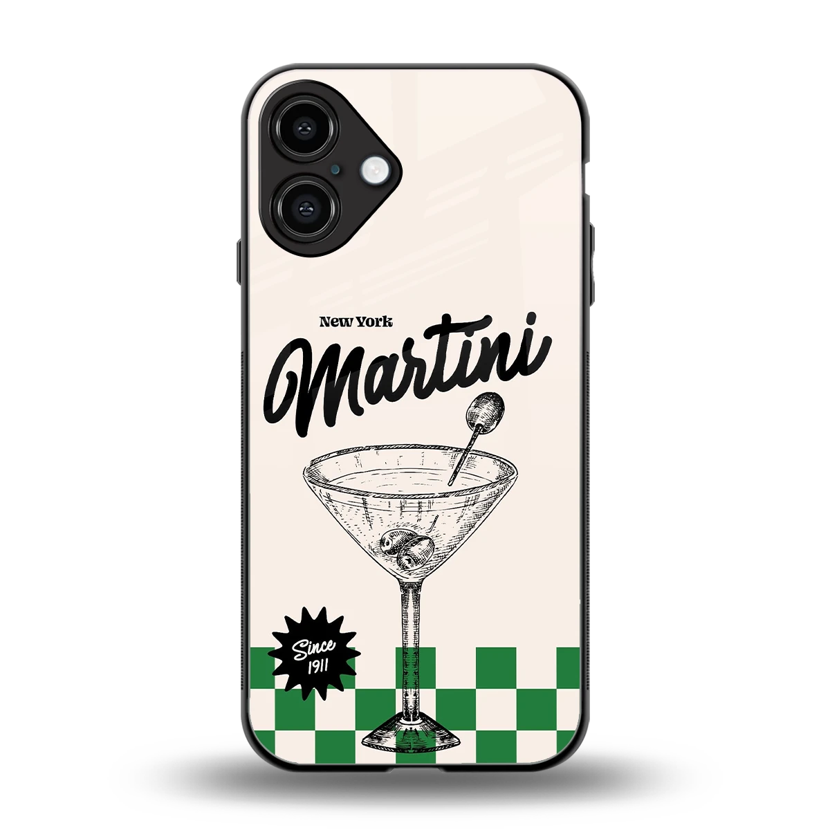 Newyork Martini back phone cover | glass case for iphone 16 plus