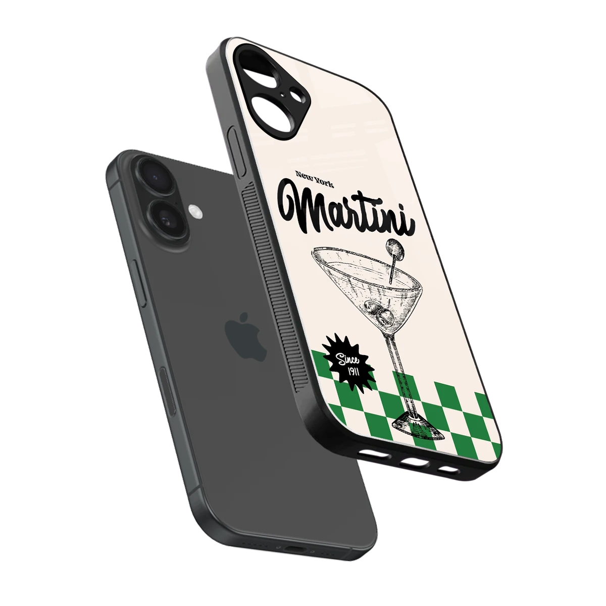 Newyork Martini sleek iphone 16 plus cover with tempered glass back and TPU edges