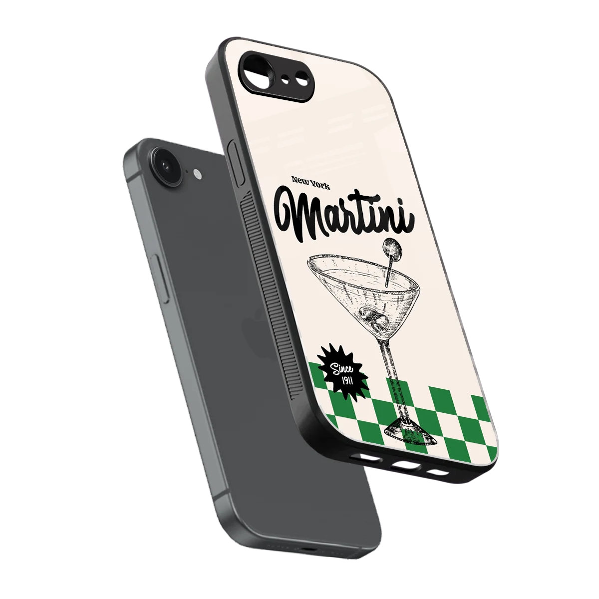 Newyork Martini sleek iphone 16e cover with tempered glass back and TPU edges