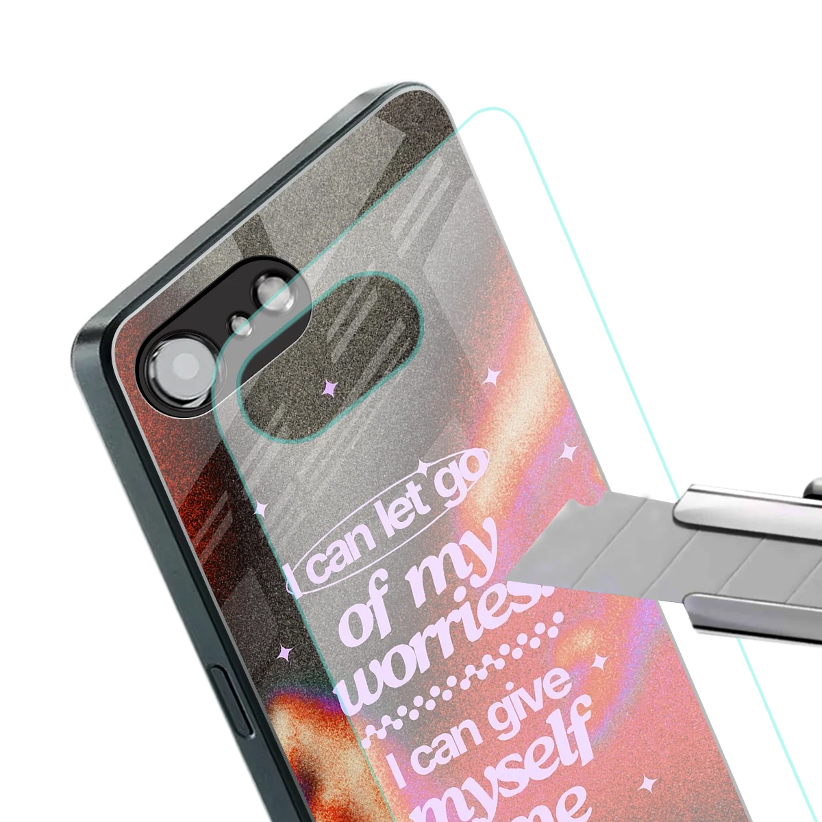 No Worries stylish phone case for iphone 16e | glossy glass and slim fit