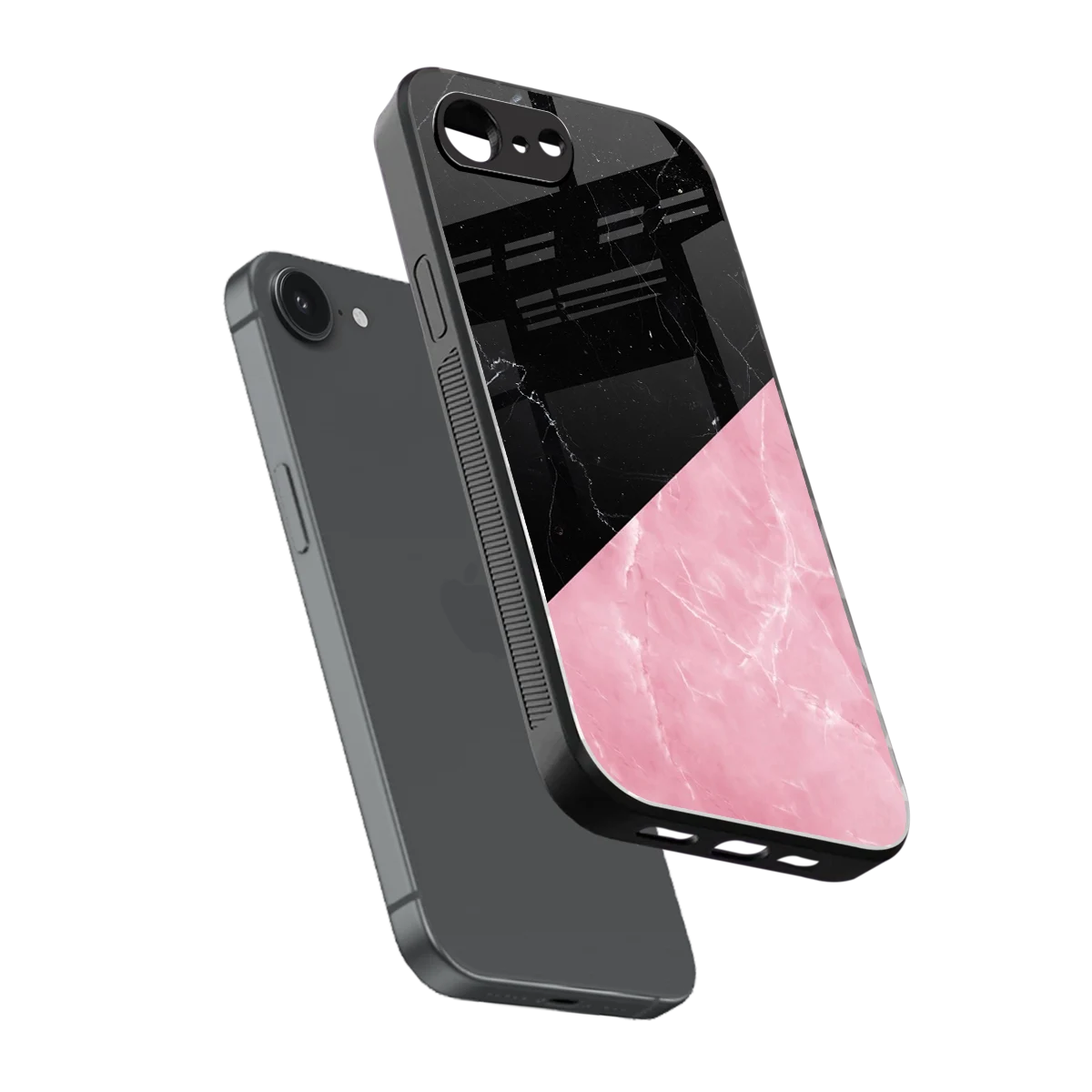 Obsidian Rose sleek iphone 16e cover with tempered glass back and TPU edges