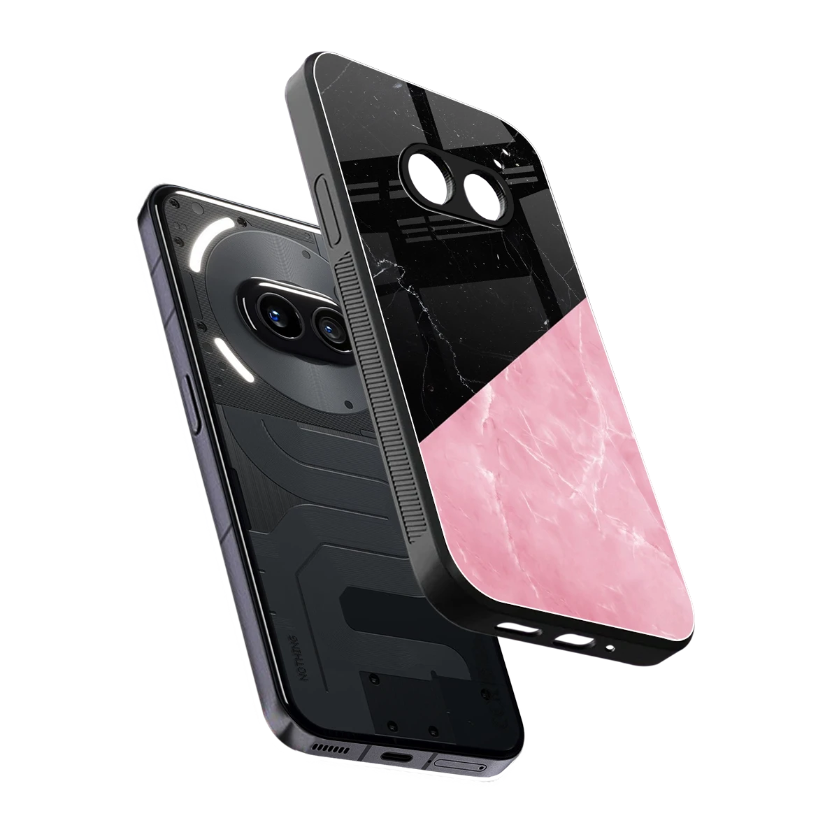 Obsidian Rose sleek nothing phone 2a cover with tempered glass back and TPU edges