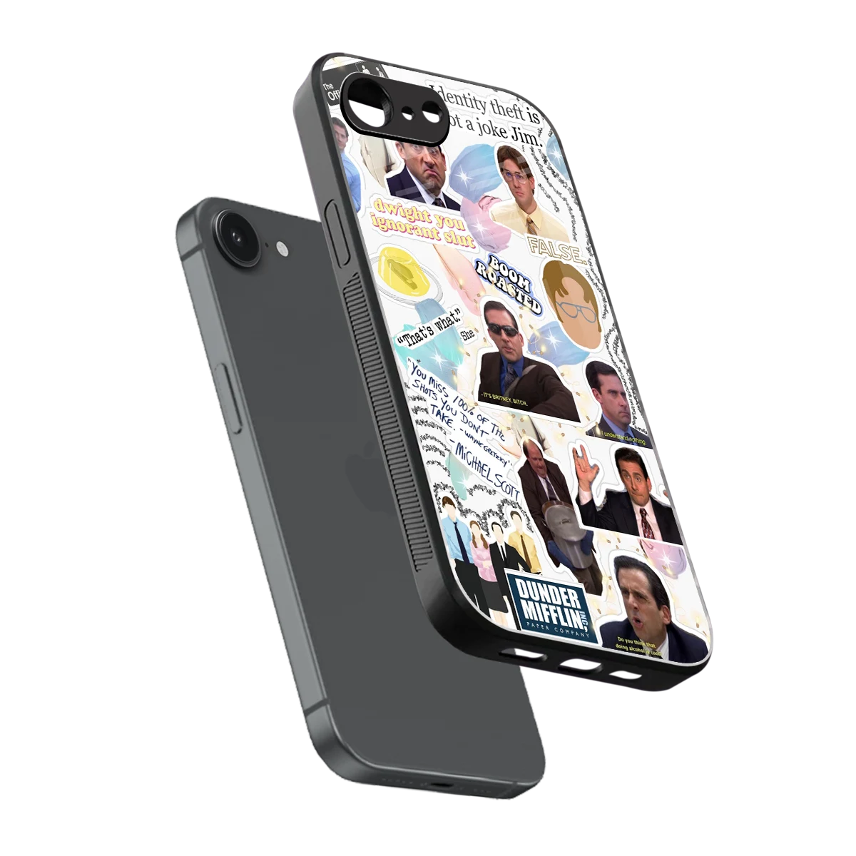 Office Mix sleek iphone 16e cover with tempered glass back and TPU edges