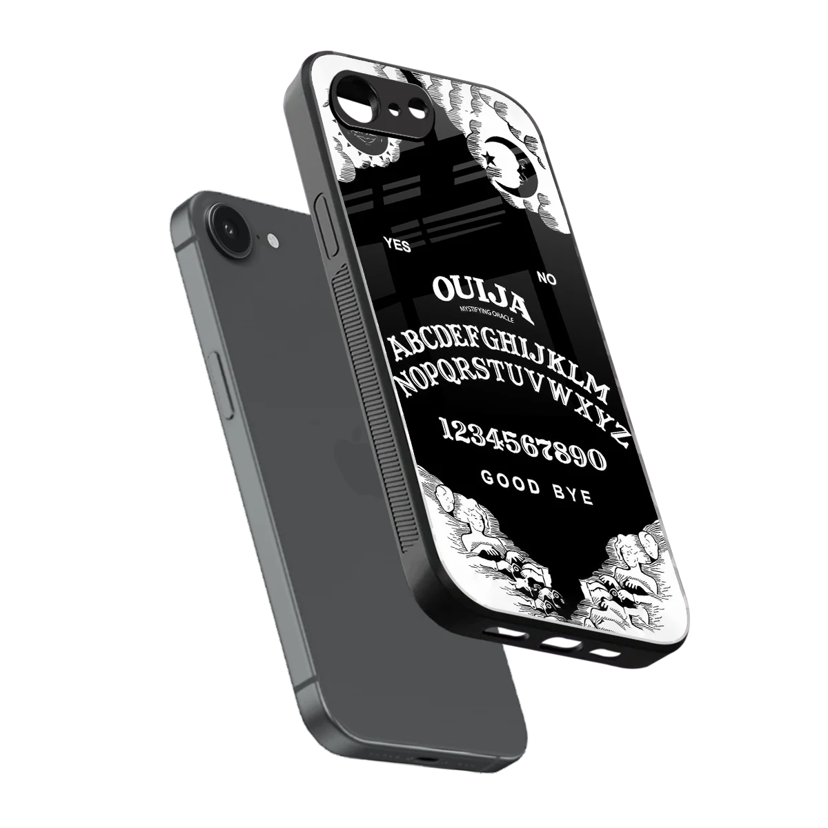 Ouija sleek iphone 16e cover with tempered glass back and TPU edges