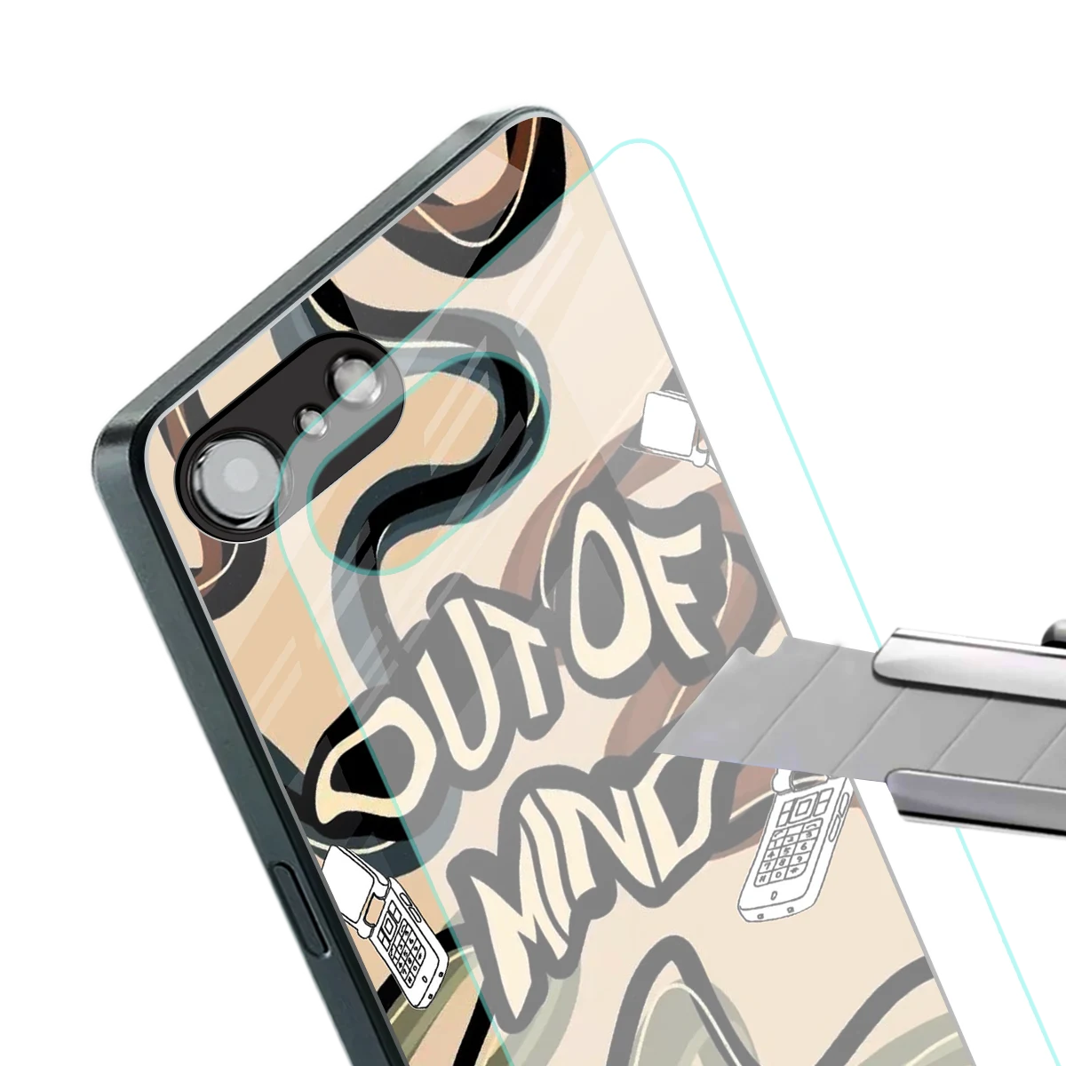 Outta Mind stylish phone case for iphone 16e | glossy glass and slim fit