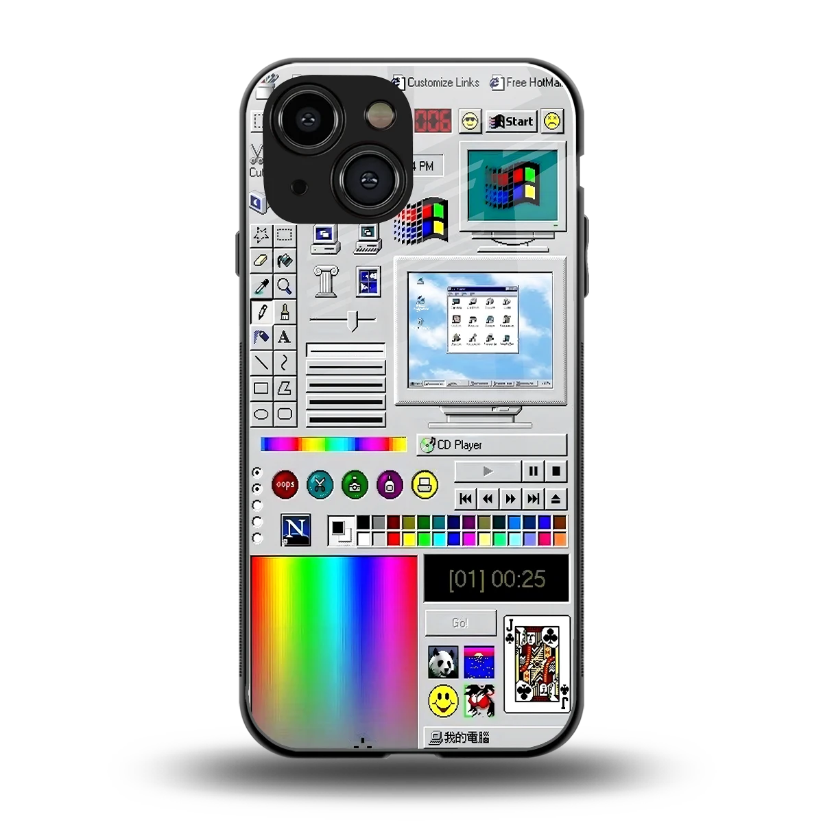 Paint Retro back phone cover | glass case for iphone 13 mini