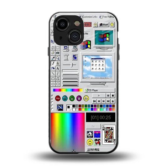 Paint Retro back phone cover | glass case for iphone 13 mini