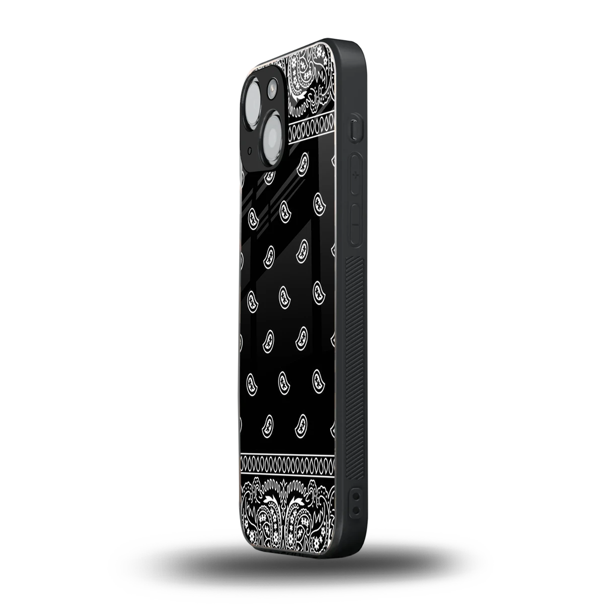 Paisley Black iphone 13 mini mobile cover | shockproof glass phone case
