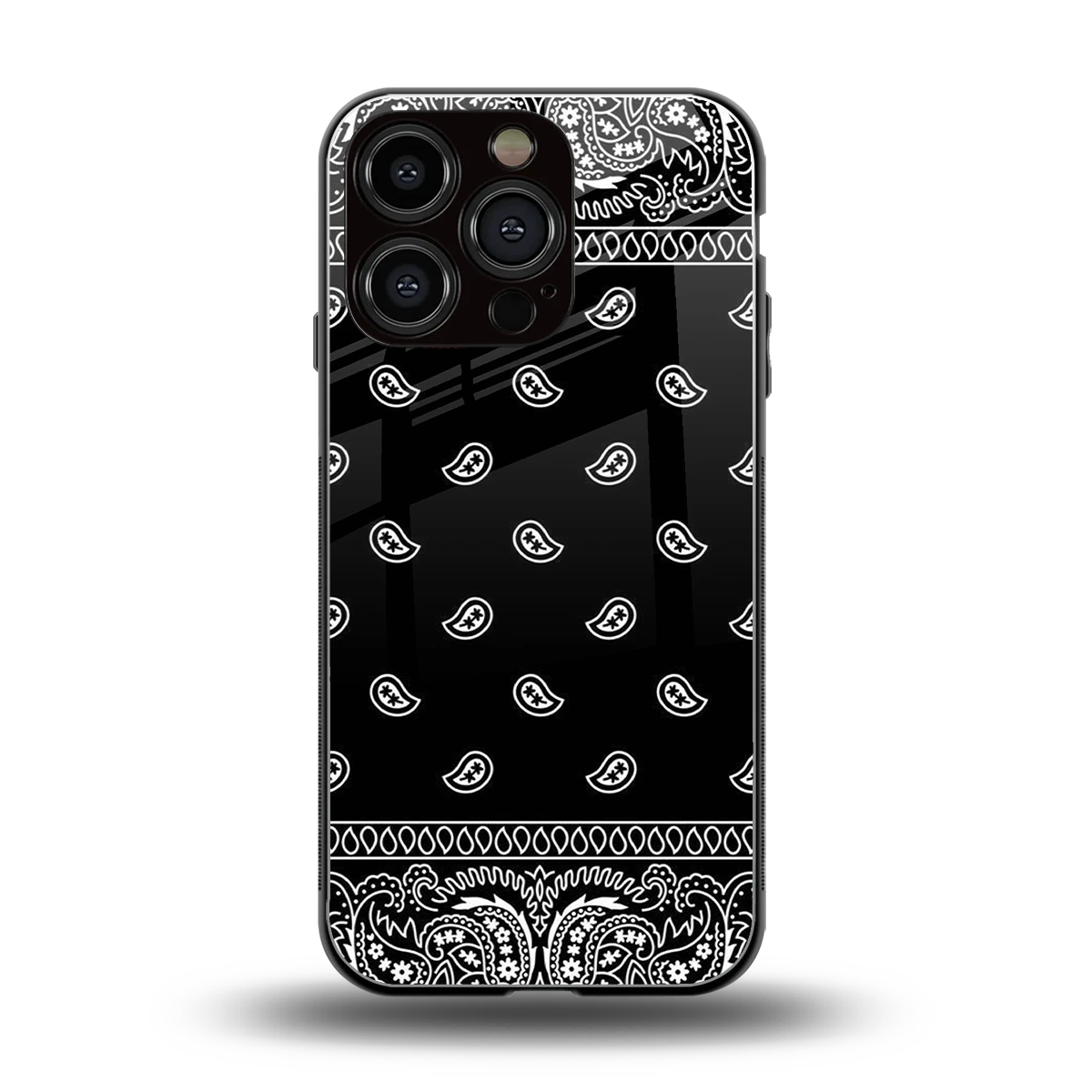 Paisley Black back phone cover | glass case for iphone 16 pro