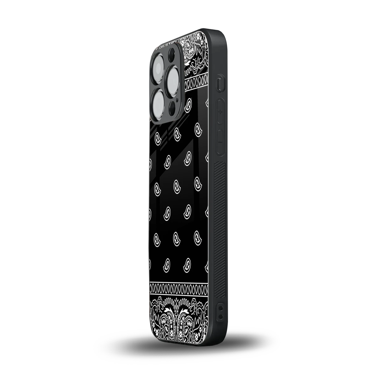 Paisley Black iphone 16 pro mobile cover | shockproof glass phone case