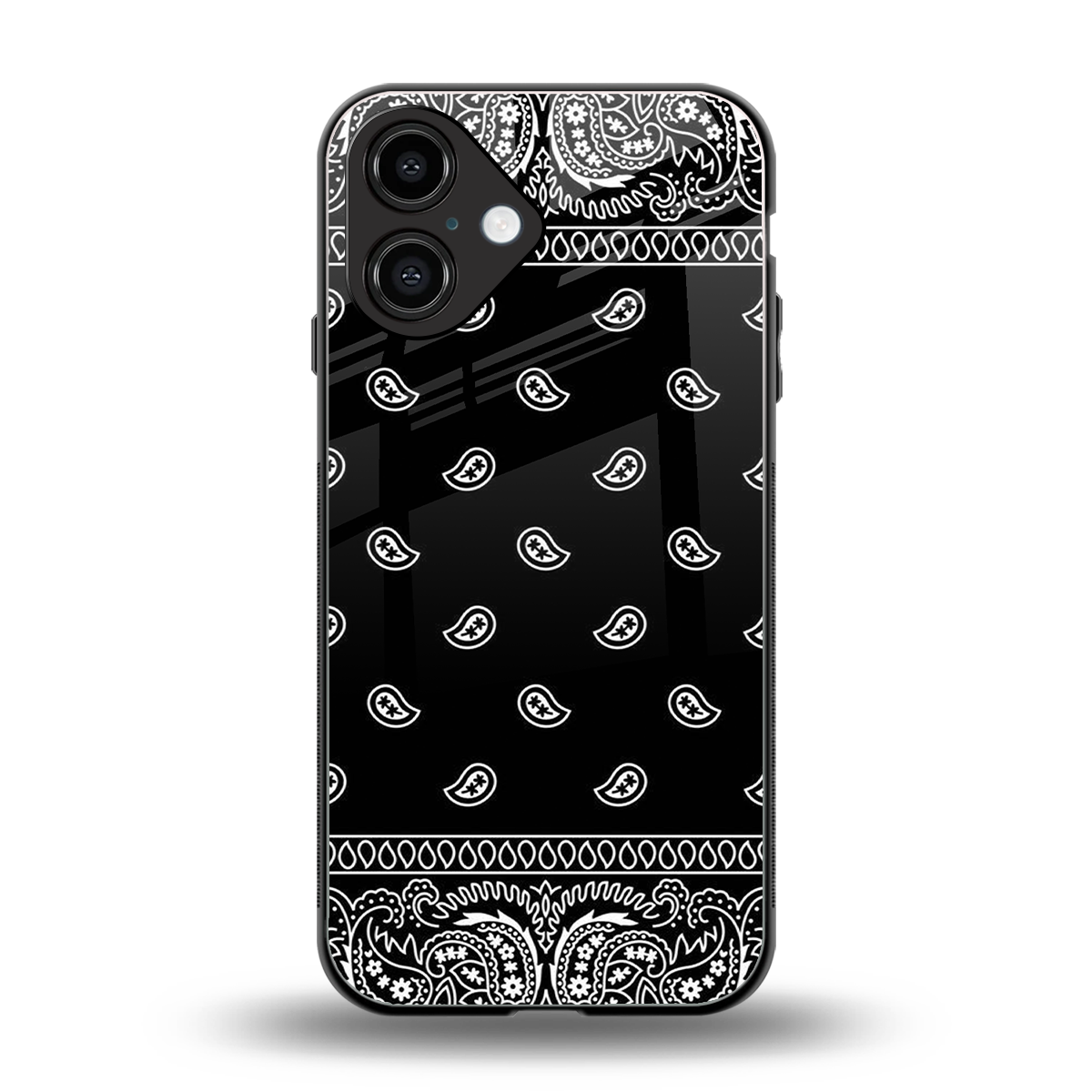 Paisley Black Phone Case for Iphone 16 | Glass Case