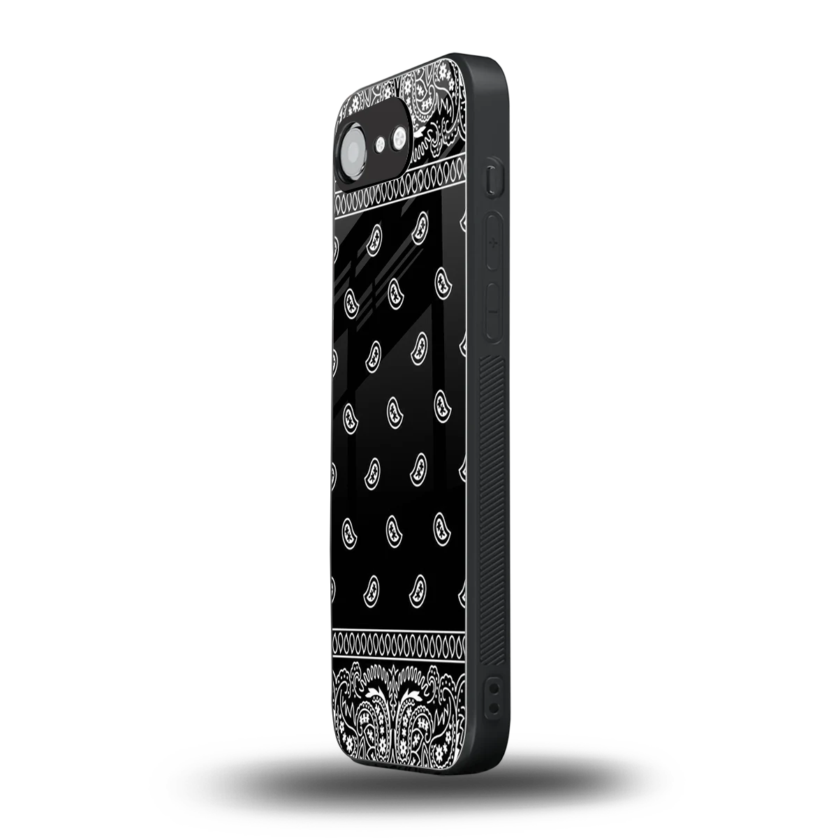 Paisley Black iphone 16e mobile cover | shockproof glass phone case