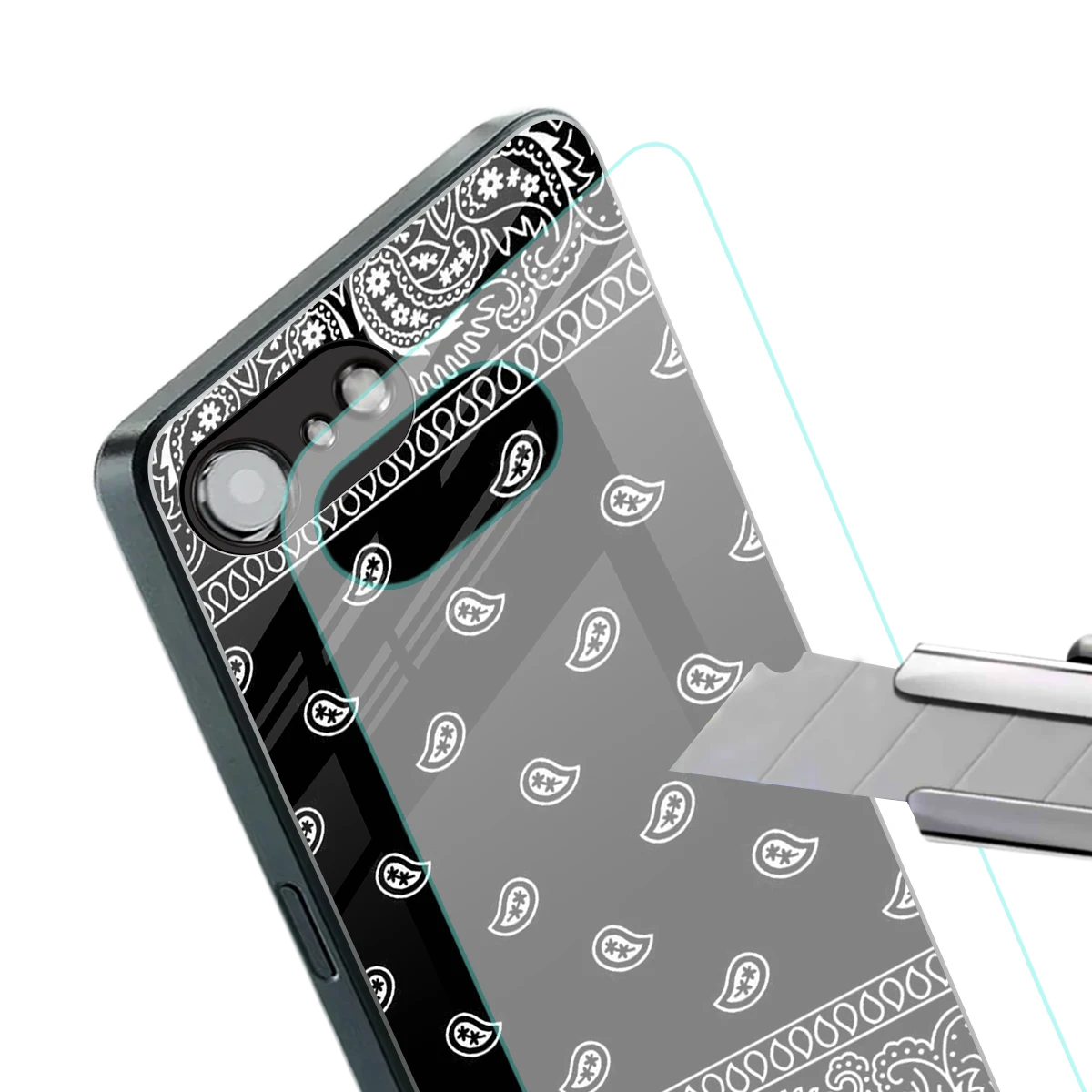 Paisley Black stylish phone case for iphone 16e | glossy glass and slim fit