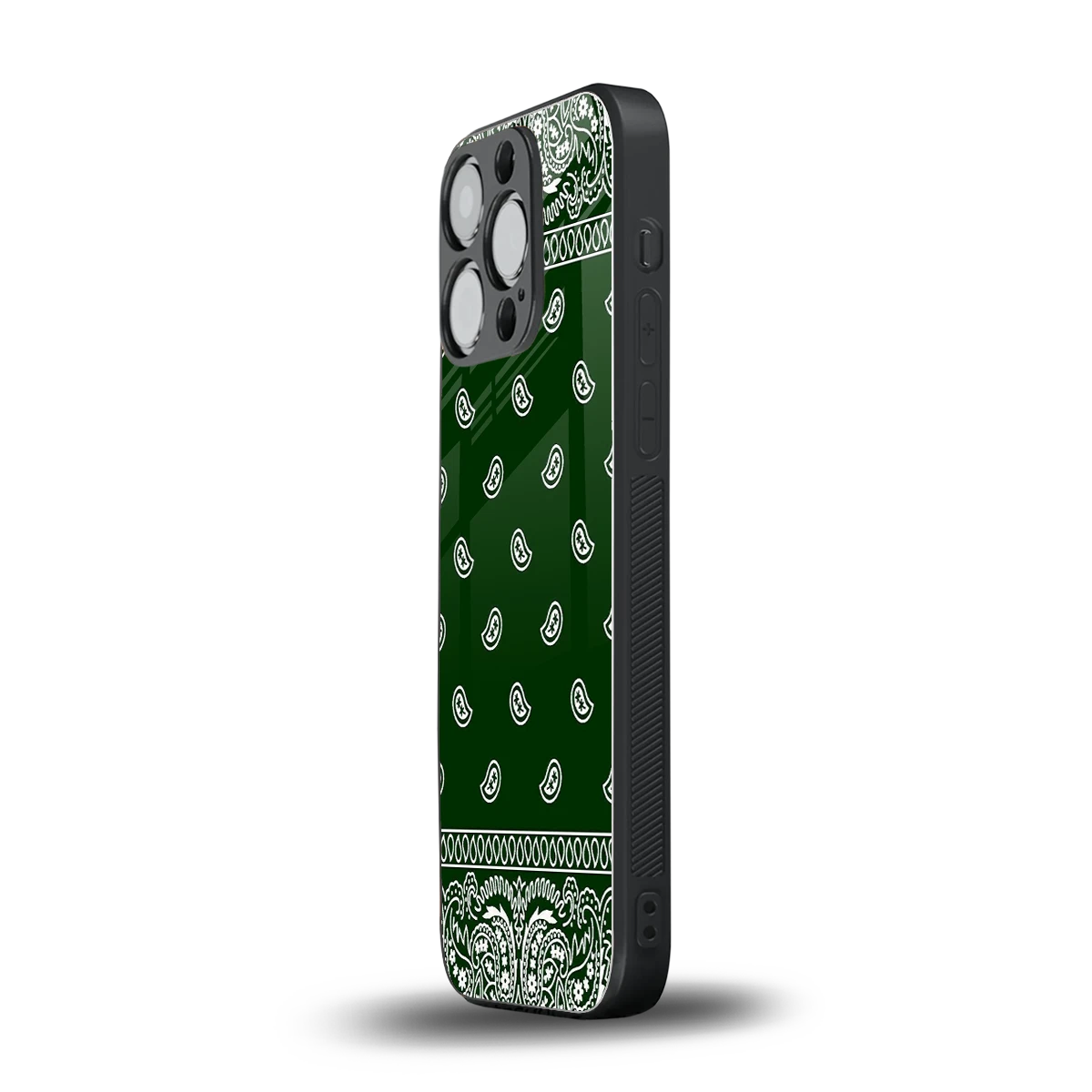Paisley Green iphone 15 pro mobile cover | shockproof glass phone case