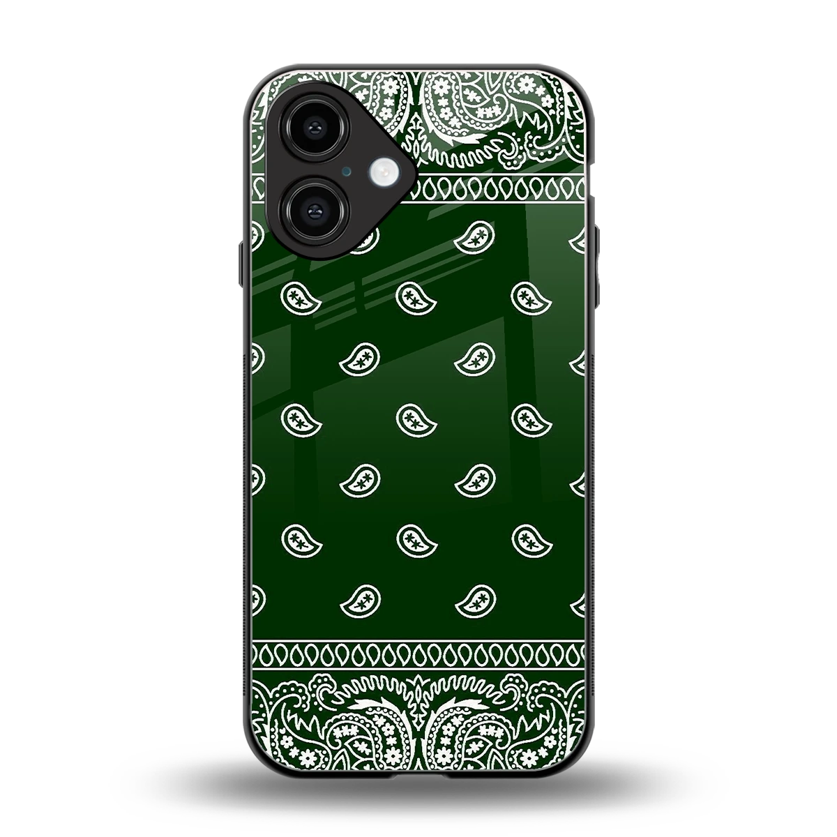 Paisley Green back phone cover | glass case for iphone 16