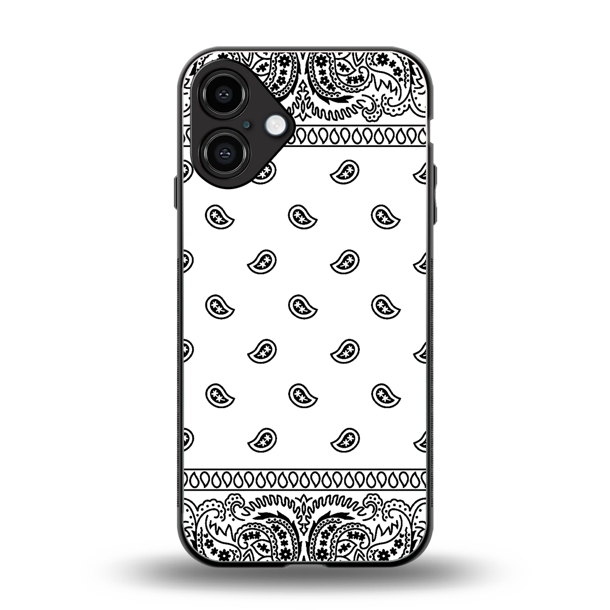 Paisley White back phone cover | glass case for iphone 16 plus