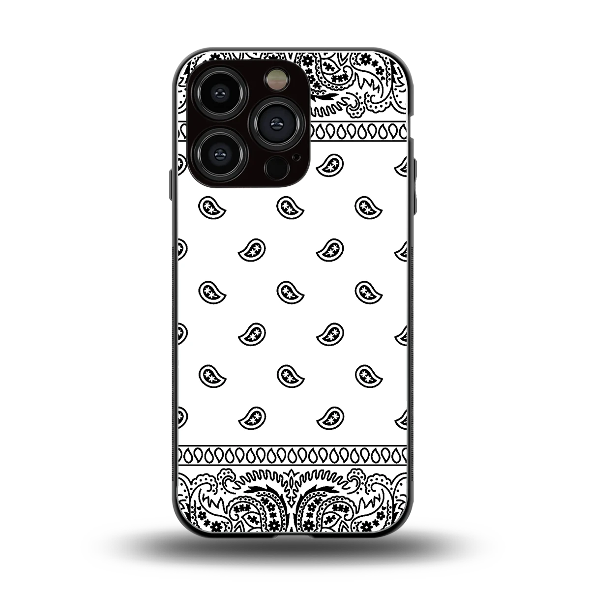 Paisley White back phone cover | glass case for iphone 16 pro