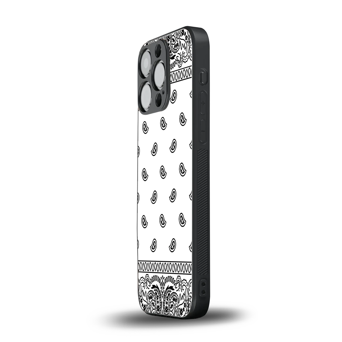 Paisley White iphone 16 pro mobile cover | shockproof glass phone case
