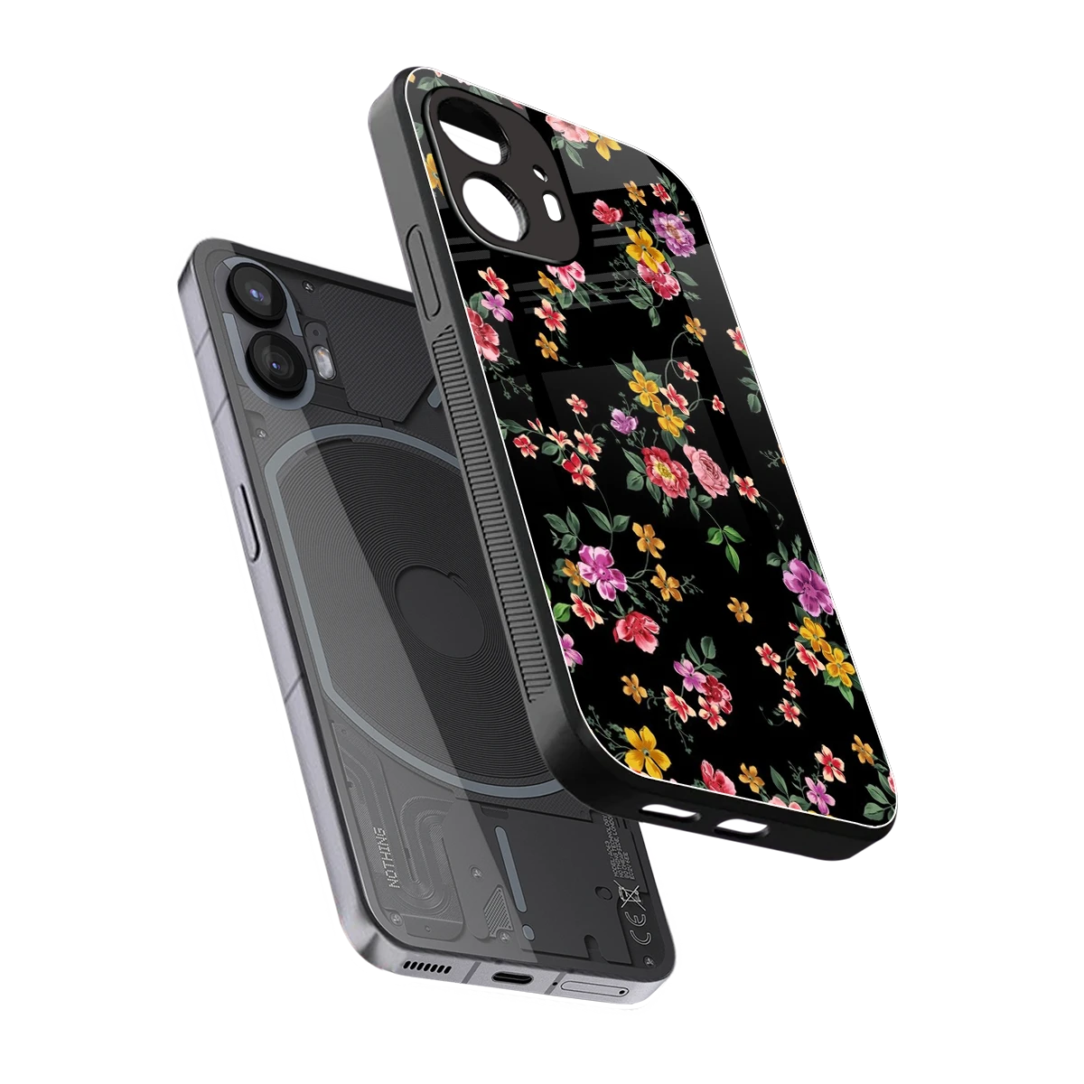 Petal Parade sleek nothing phone 2 cover with tempered glass back and TPU edges
