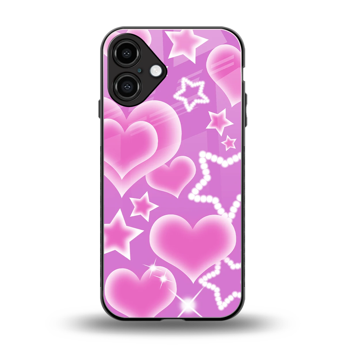 Pink Celestia back phone cover | glass case for iphone 16 plus