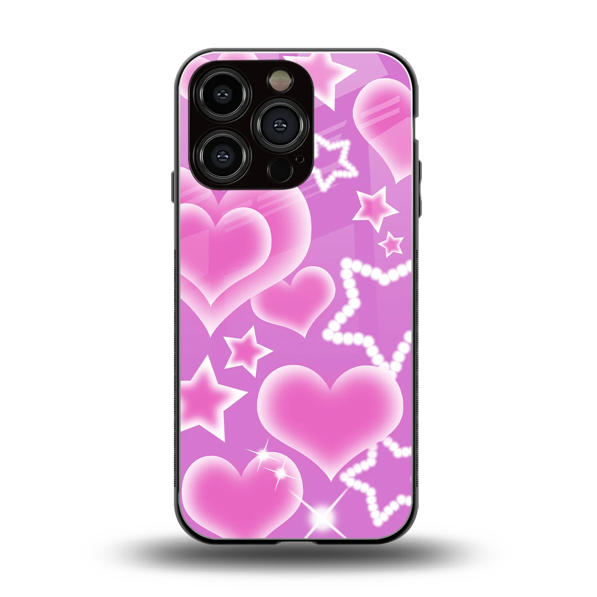 Pink Celestia back phone cover | glass case for iphone 16 pro
