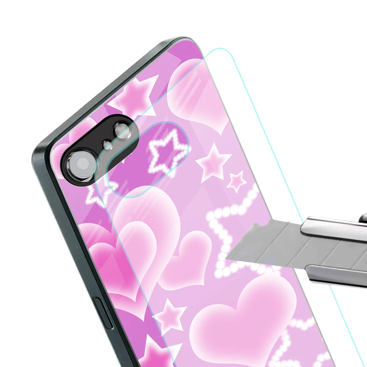Pink Celestia stylish phone case for iphone 16e | glossy glass and slim fit
